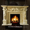 Beige marble antique fireplace luxury fireplace mantel